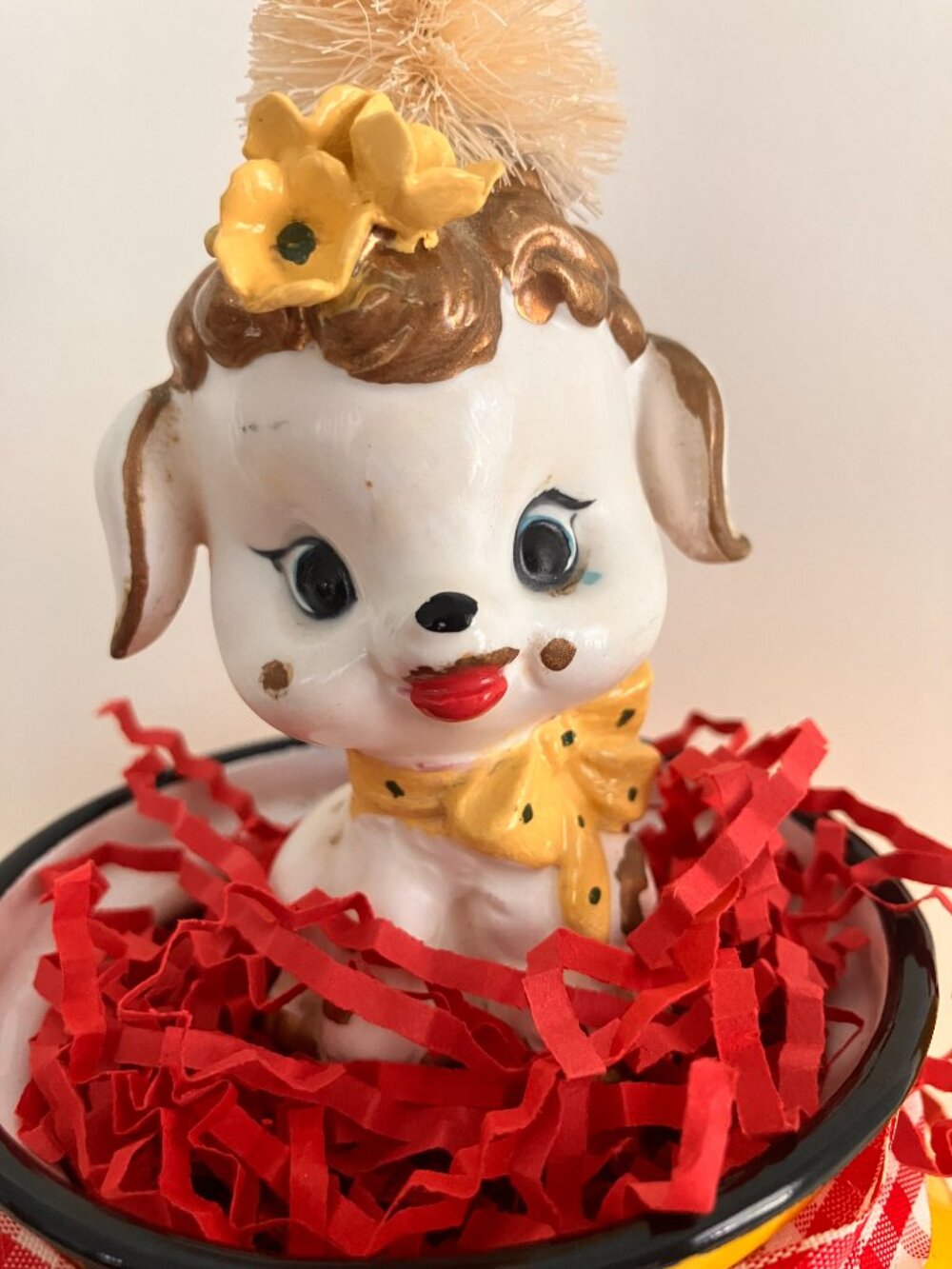 Vintage Christmas Dog and Cat Tabletop Decor = 1950's - Picture 3 of 13